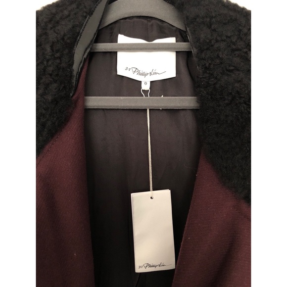 3.1 Phillip Lim Burgundy Shearling Vest - Picture 2 of 4